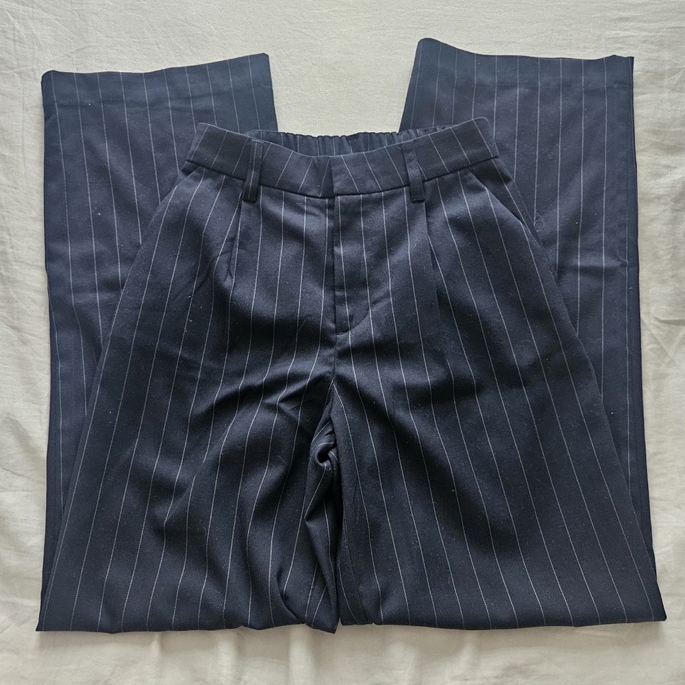 H&M Navy Striped Trousers Slacks Office Contemporary XS NWT